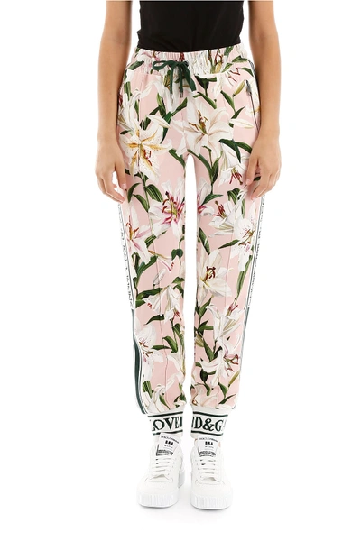 Shop Dolce & Gabbana Lily Print Joggers In Gigli Fdo Rosa (pink)