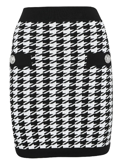 Shop Balmain Short Skirt In Noir/blanc