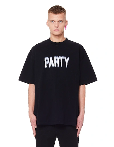 Shop Vetements Party Cotton T-shirt In Black