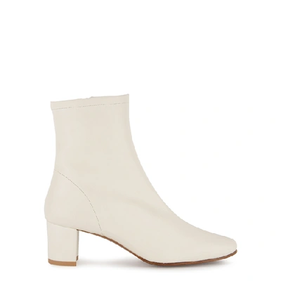 Shop By Far Sofia 65 Off-white Leather Ankle Boots