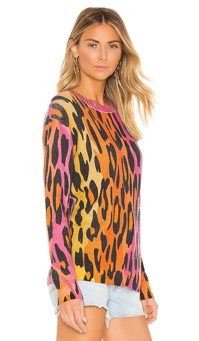 Shop Autumn Cashmere Printed Ombre Leopard Crew In Warm Combo