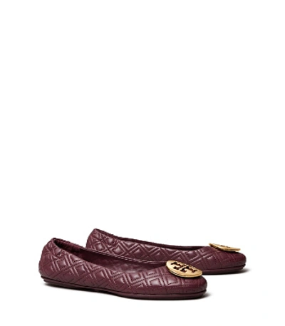 Shop Tory Burch Minnie Travel Ballet Flat, Quilted Leather In Port