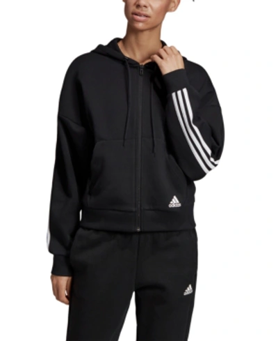 Shop Adidas Originals Adidas Women's Must Have 3-stripe Zip Hoodie In Black/white