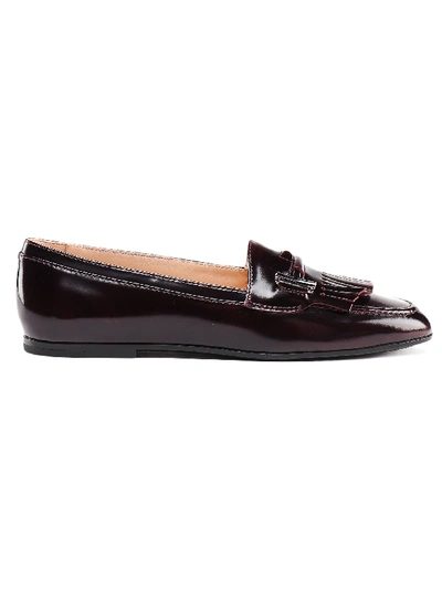 Shop Tod's Fringe Loafer In Dark Violet