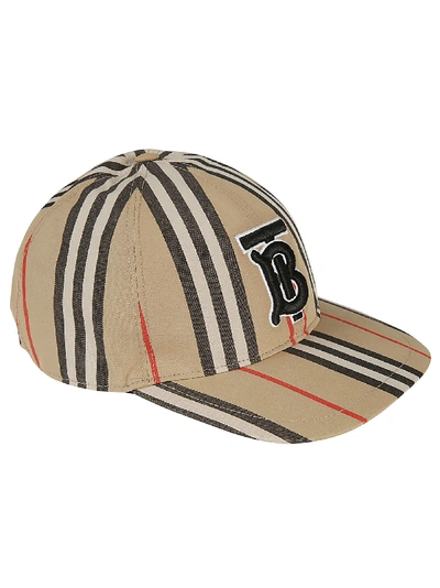 Shop Burberry Stripe Baseball Cap In Archive Beige Ip S