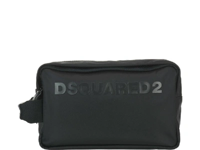 Shop Dsquared2 Zipped Logo Toiletry Bag In Black