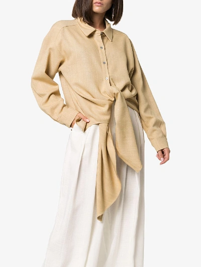 Shop Rosie Assoulin Tie Waist Shirt In Neutrals