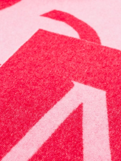 Shop Moncler Pink Logo Wool Scarf