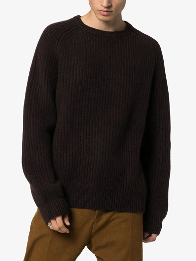 Shop Haider Ackermann Invidia Ribbed Crew Neck Cashmere Sweater In Brown