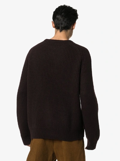 Shop Haider Ackermann Invidia Ribbed Crew Neck Cashmere Sweater In Brown