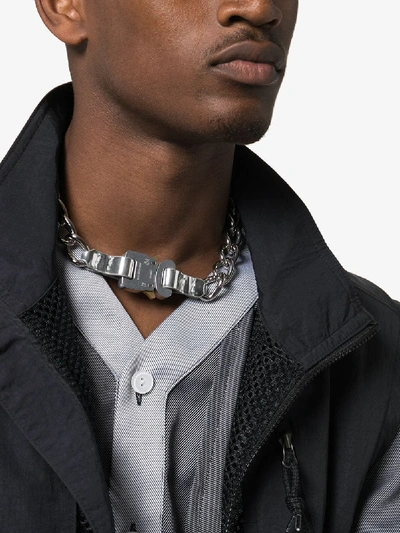 Shop Alyx Silver Tone Brass And Leather Chain Necklace