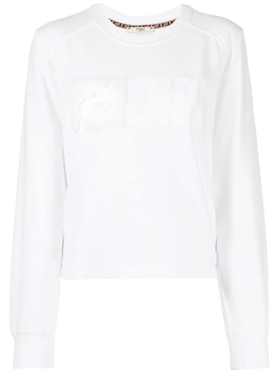 Shop Fendi Ff Sweatshirt In Znm White