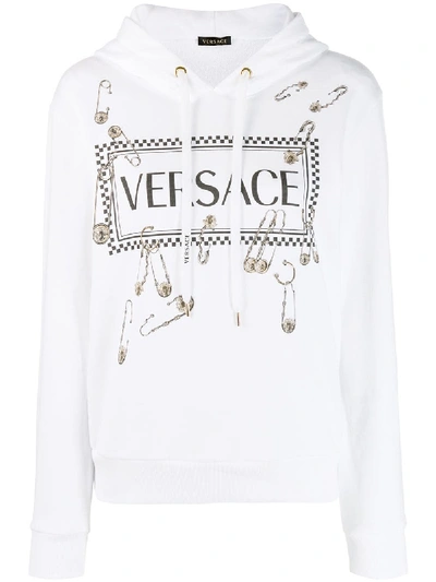 Shop Versace Logo Sweatshirt In Bianco Ottico