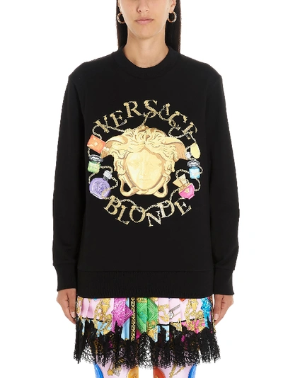 Shop Versace Blonde Medusa Sweatshirt In Black