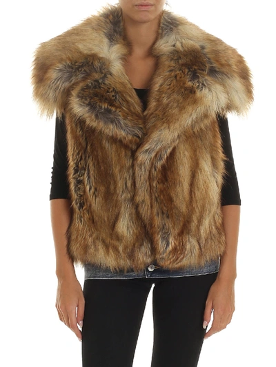 Shop Dsquared2 Faux Fur Vest In Naturale
