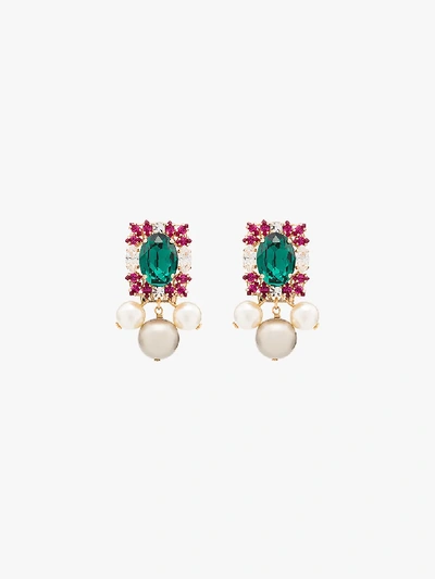 Shop Anton Heunis Multicoloured Crystal And Pearl Earrings