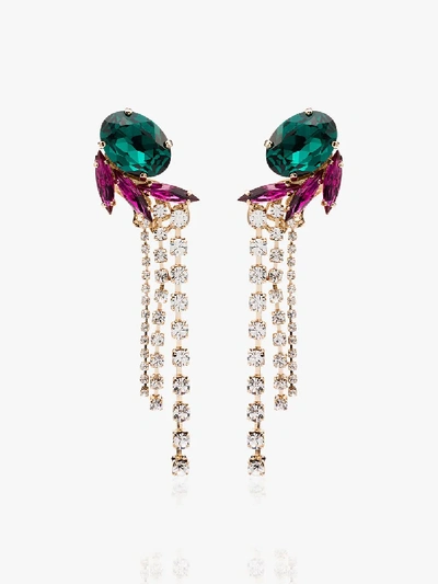 Shop Anton Heunis Multicoloured Crystal Tassel Drop Earrings