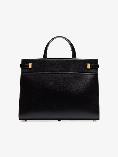 Shop Saint Laurent Black Manhattan Leather Tote Bag