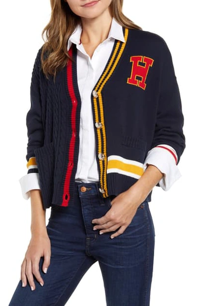 Tommy Hilfiger Cable Varsity Cardigan In Sky Captain Multi ModeSens