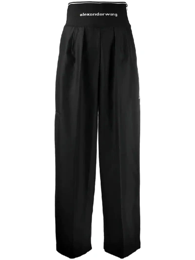 Shop Alexander Wang High-waist Logo Trousers In Black