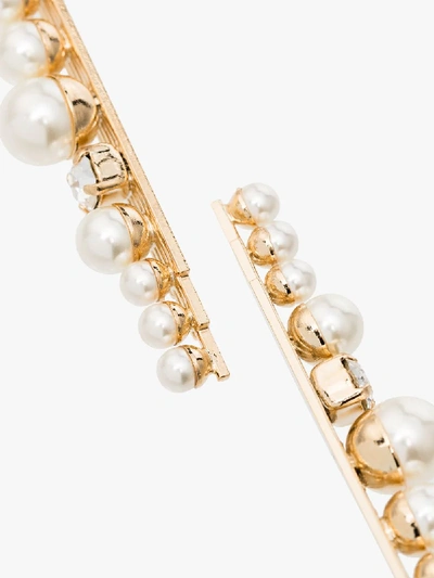 Shop Anton Heunis Gold Tone Pearl And Crystal Drop Earrings In White
