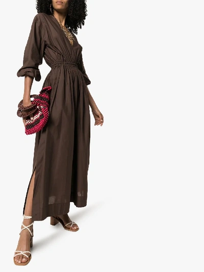 Shop Matteau Light Cotton Wrap Dress In Brown