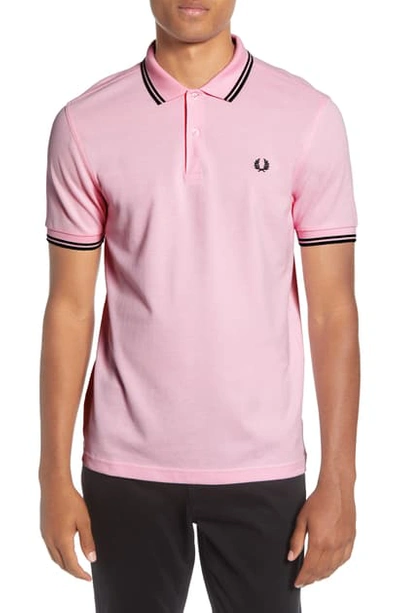 Shop Fred Perry Twin Tipped Extra Slim Fit Pique Polo In Siren