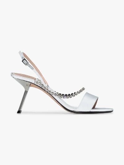 Shop Alchimia Di Ballin Silver Pethia Slanted Sandals In Grey