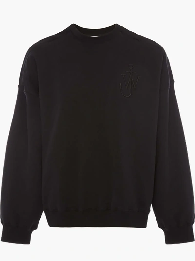 Shop Jw Anderson Oversized Shoulder Placket Sweatshirt In Black