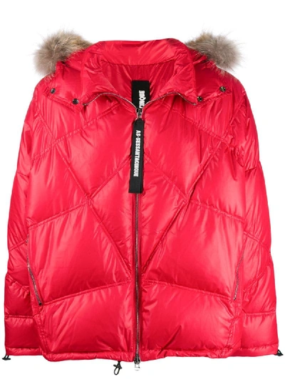 Shop As65 Hooded Puffer Jacket - Red