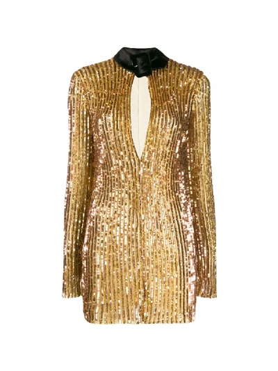 Shop Attico Sequinned Mini Dress In Gold