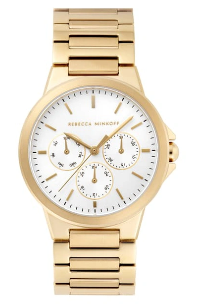 Shop Rebecca Minkoff Cali Bracelet Watch, 36mm In Gold/ Silver White/ Gold