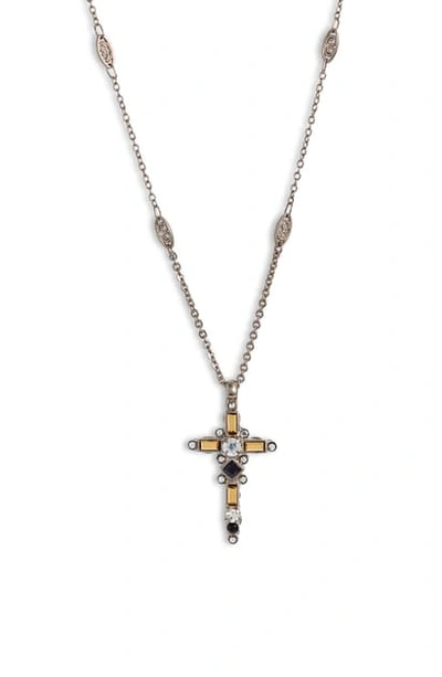 Shop Sorrelli Cross Pendant Necklace In Antique Silver Tone Metallic