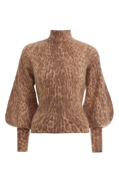 Shop Zimmermann Espionage Leopard Spot Bell Sleeve Mohair Blend Sweater In Animal