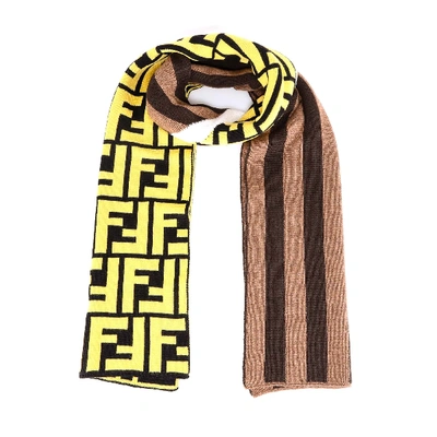 Shop Fendi Ff Stripe Contrast Scarf In Multi