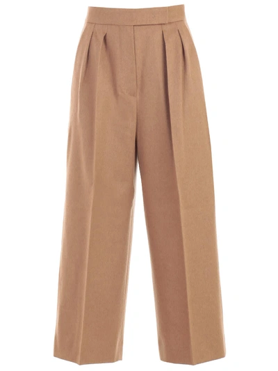 Shop Max Mara Peplo Pants Coulotte In Cammello