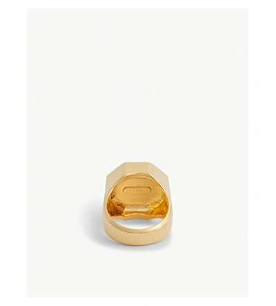 Shop Versace Octagon Medusa Ring In Gold Silver