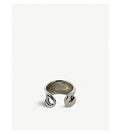 Shop Alexander Mcqueen Safety Pin Engraved Silver-plated Brass Ring