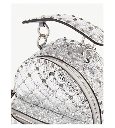 Shop Valentino Rockstud Spike Leather Backpack In Silver