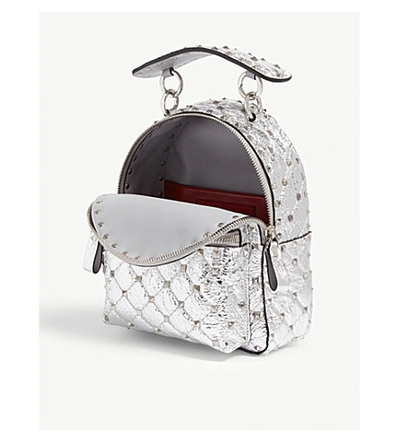 Shop Valentino Rockstud Spike Leather Backpack In Silver
