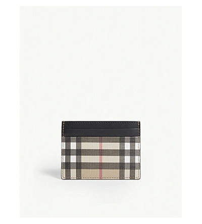 Shop Burberry Vintage Check Leather Card Holder In Archive Beige