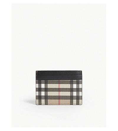 Shop Burberry Vintage Check Leather Card Holder In Archive Beige