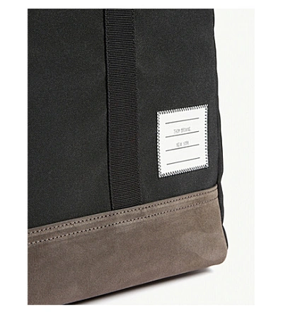 Shop Thom Browne Suede-trimmed Canvas Tote In Black