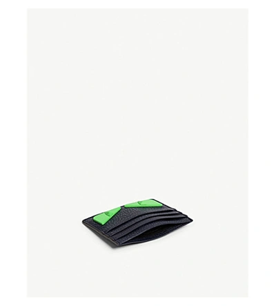 Shop Fendi Bag Bugs Leather Card Holder In Blue/green