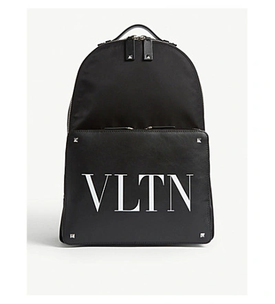 Shop Valentino Vltn Nylon Backpack In Black