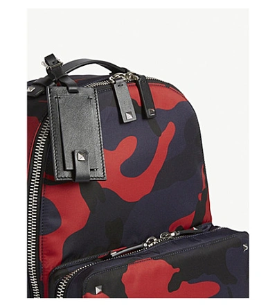 Shop Valentino Camouflage Nylon Backpack In Black Blue