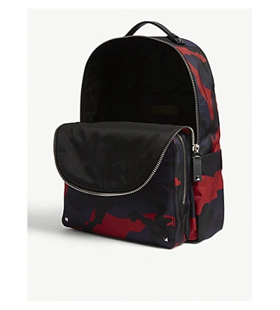 Shop Valentino Camouflage Nylon Backpack In Black Blue