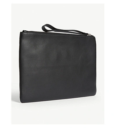 Shop Valentino 'v' Logo Leather Pouch In Black