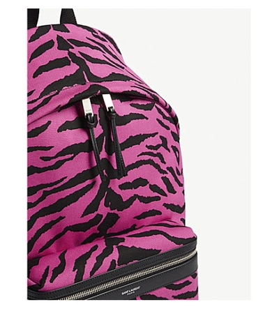 Shop Saint Laurent City Zebra Striped Nylon Backpack In Pink