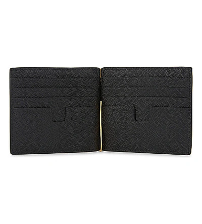 Shop Tom Ford Black Textured Leather Money Clip Wallet